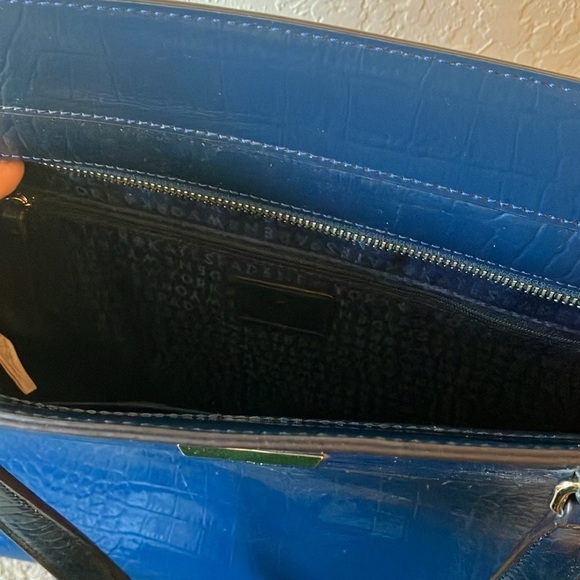 Kate Spade: Elissa Bristol Drive Croc Embossed Tote Bag- Petrol Blue - Picture 13 of 16